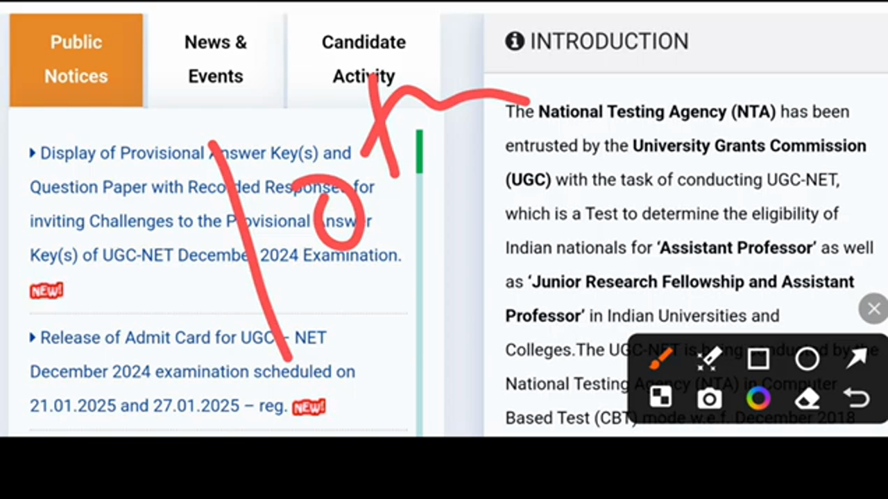 Resultado del Examen UGC NET y Punto de Corte