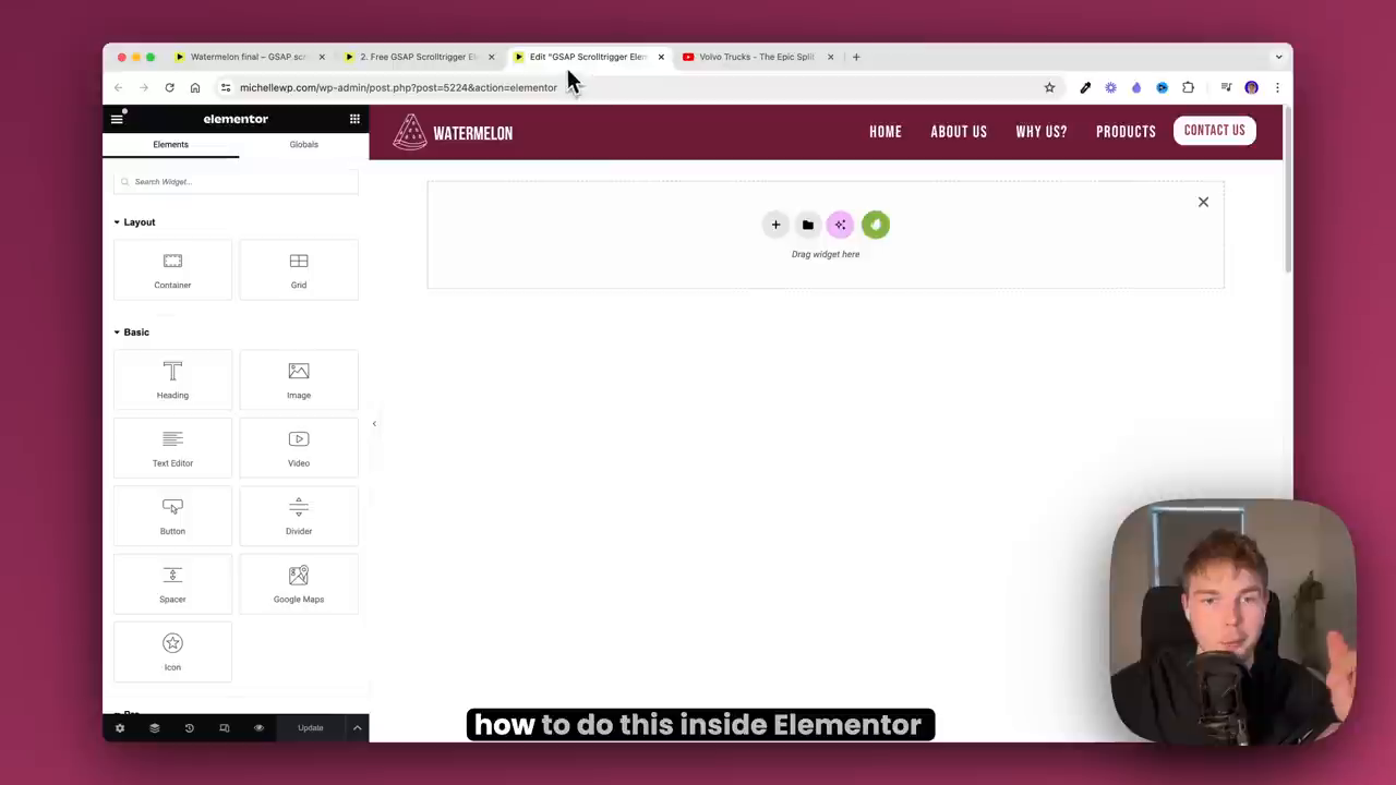 Creating a Virgin Container and Adding a Video Widget